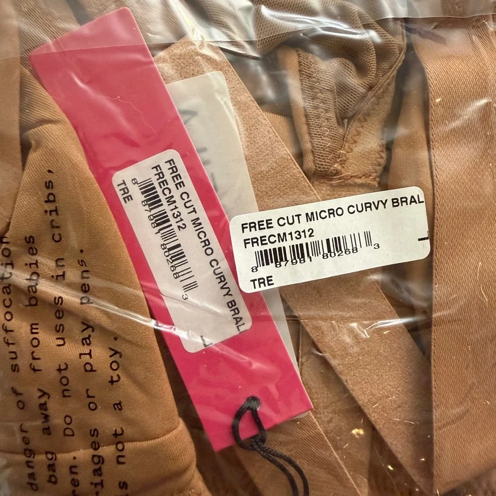 COSABELLA tan free cut micro curvy‎ Wirefree bralette size  tre large NWT